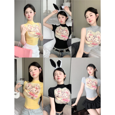 多巴胺可爱猫咪无袖背心T恤女夏