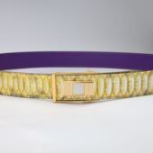 黄金大蟒蛇皮正肚A级品相3.8宽自动高奢款 镶钻皮带扣正肚腰带 男士