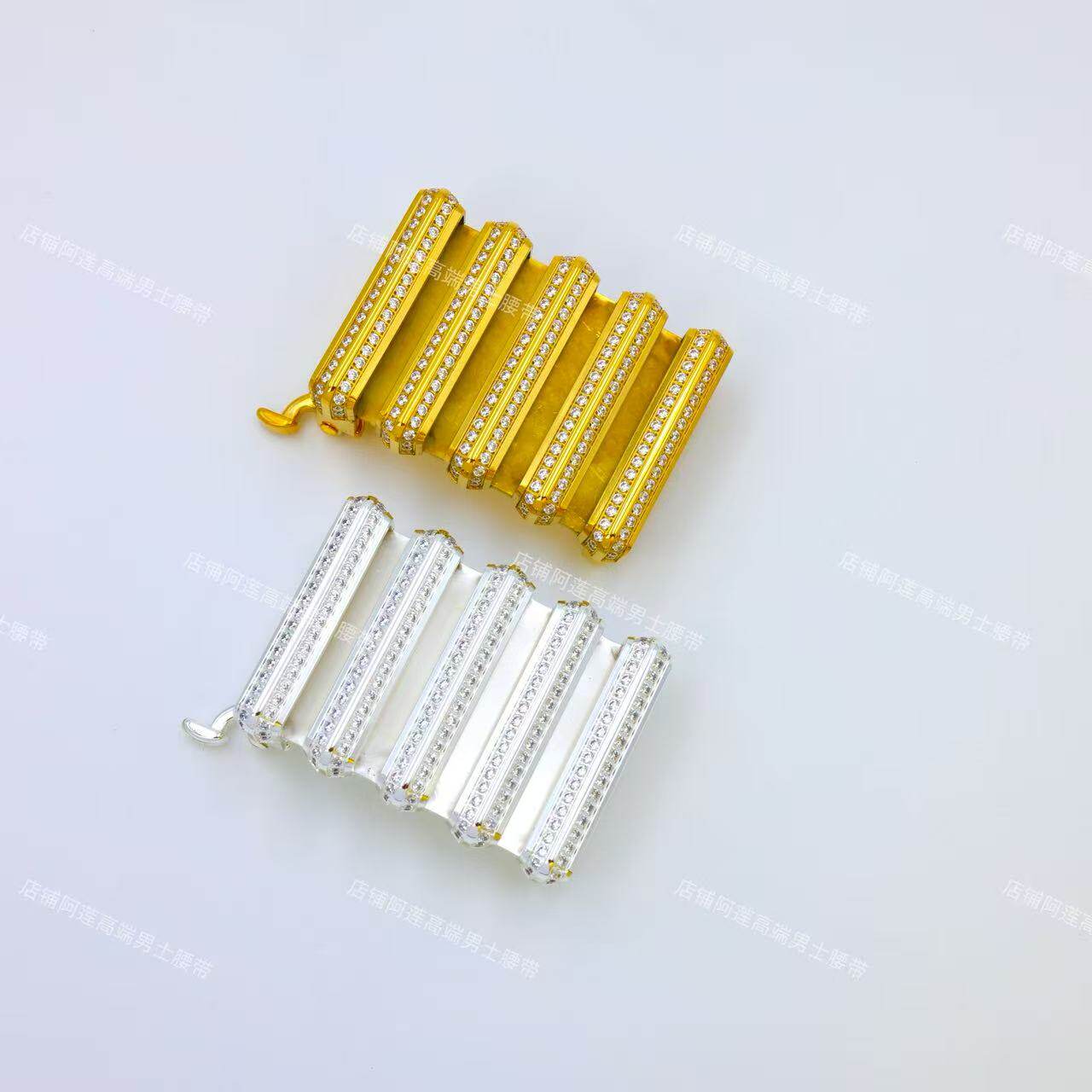 史蒂芬3.8宽自动扣镶嵌金色皮带头精致时尚潮流包金24k腰带扣内穿