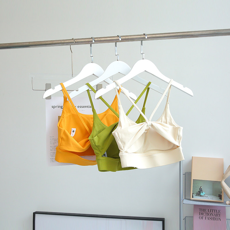 辣妹风~性感美背吊带瑜伽内衣 双细肩带无钢圈可拆卸运动文胸