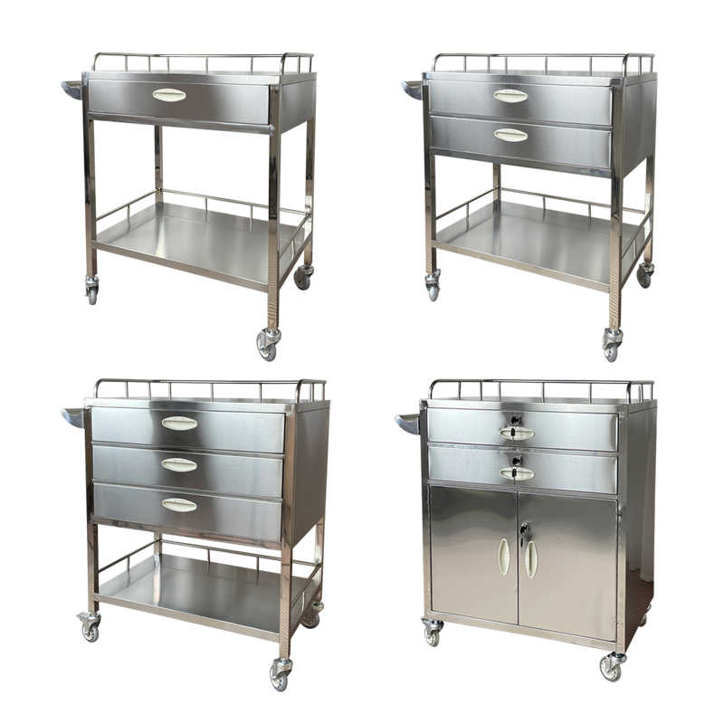 不锈钢送药车医用口服药推车换药车单抽双抽三抽柜式发药车带药格