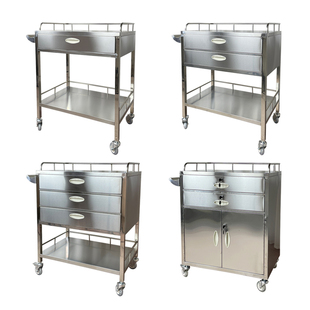 不锈钢送药车医用口服药推车换药车单抽双抽三抽柜式 发药车带药格