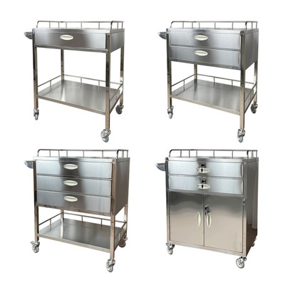 不锈钢送药车医用口服药推车换药车单抽双抽三抽柜式发药车带药格