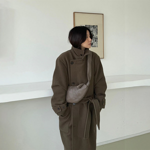Lemair*风格100％澳毛立绒高领羊毛大衣长款秋冬保暖氛围外套男女