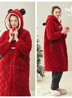 冬款穗得美舒适休闲美狐绒夹棉加厚保暖女士套装家居服睡衣89595