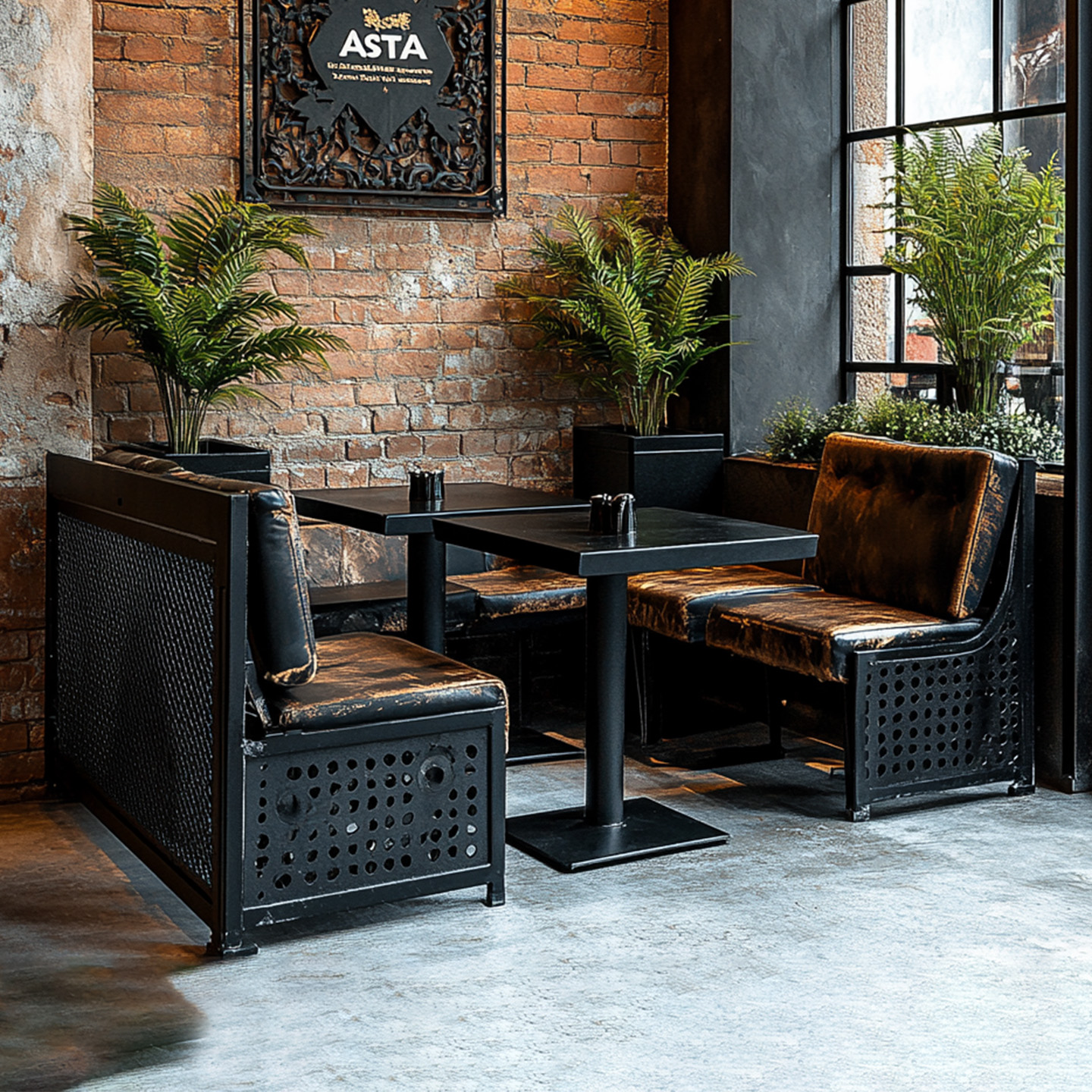 美式工业风铁艺复古卡座