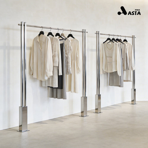 服装店展示架上墙落地不锈钢挂衣架陈列架服装货架立柱挂衣服架子 - 封面