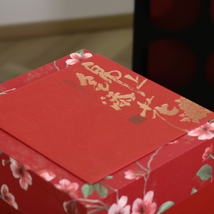 锦上添花双层五宝礼盒红色五拼西洋参片燕窝鹿茸红参礼品盒空盒子