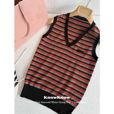 KnowKnow Closet. | 只做对版 早春条纹撞色羊毛背心上衣女