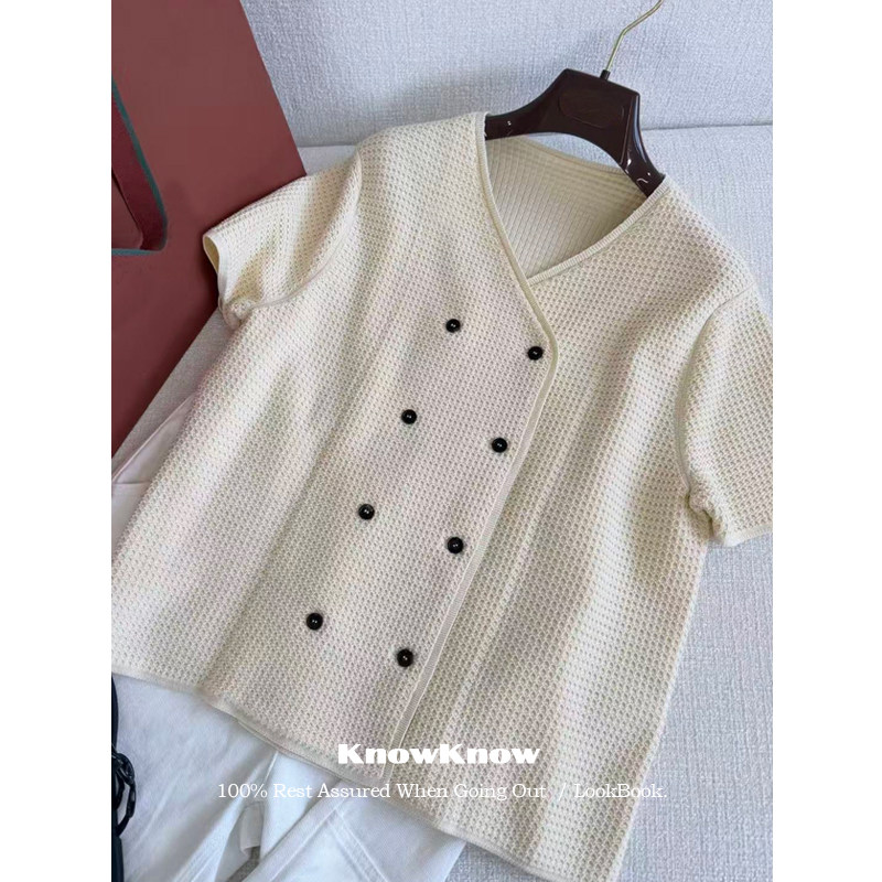 KnowKnow Closet.  | 只做对版 棉线编织蜂巢纹理短袖开衫上衣女