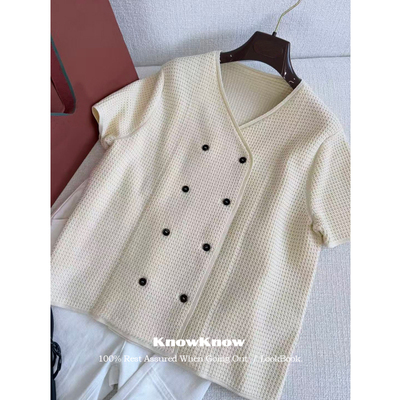 KnowKnow Closet.  | 只做对版 棉线编织蜂巢纹理短袖开衫上衣女