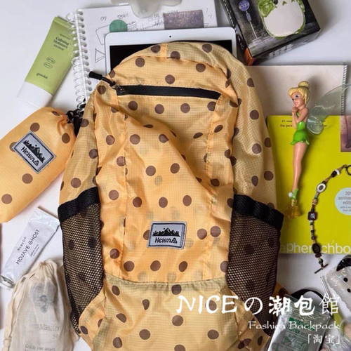 【NICE】sudakooo韩国新款 heisan25秋尼龙轻薄圆点韩系双肩包