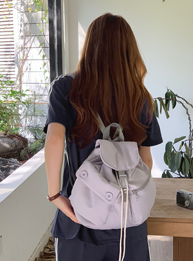 韩国小众设计口袋纽扣抽绳双肩包tensedance同款尼龙背包户外休闲