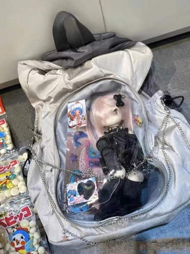 饮下闪电亚文化痛包大容量双肩包休闲旅行学生谷娃包吧唧透明书包