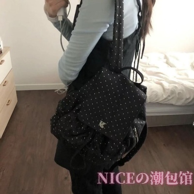 韩国金泰妍同款复古星星波点双肩包书包通勤小众大容量休闲背包