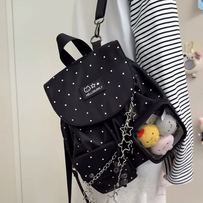 NICE新款波点透明双肩包女大容量旅行背包大学生书包轻便通勤包