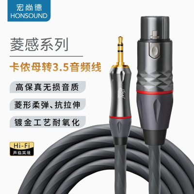 3.5转卡农母音频线48V电容麦克风