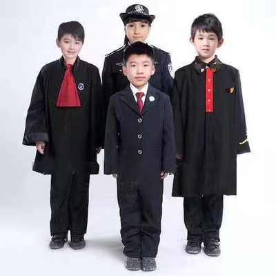 儿童普法教育模拟法庭角色法袍法官体验扮演法槌律师法警表演服装