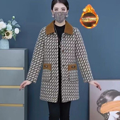 中长款 冬季 新款 高档水貂绒加绒加厚外套女妈妈装 减龄时尚 毛呢大衣