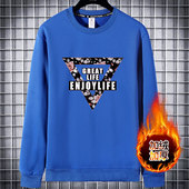 加绒加厚打底衫 纯棉加肥加大码 男圆领卫衣胖子秋冬新款 印花外套潮