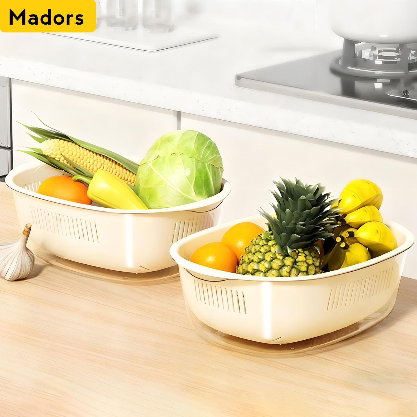 食用级双层加厚水果盘沥水篮