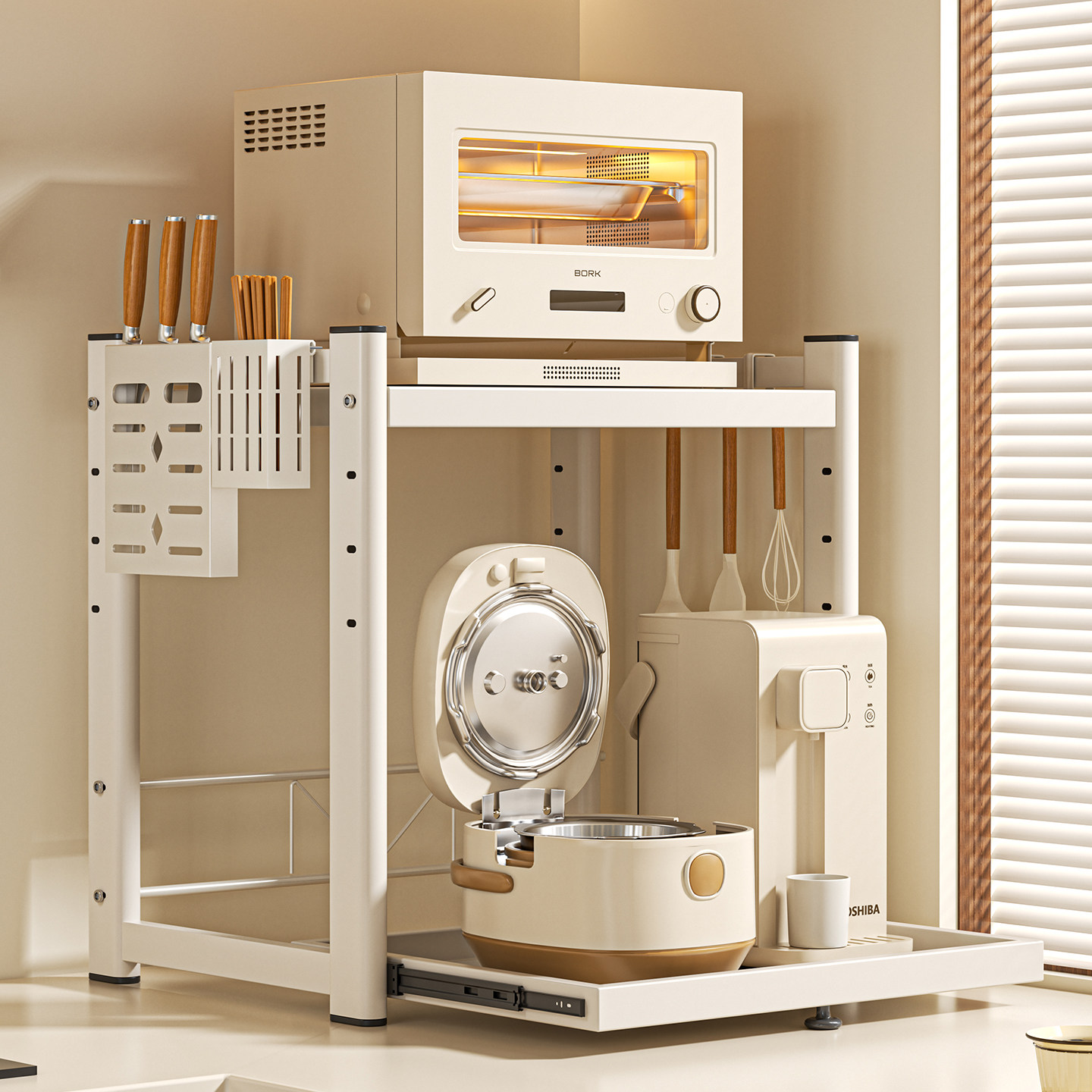 Madors德国品质厨房微波炉置物架多功能台面专用电饭煲烤箱抽拉架,厨房/烹饪用具,厨房置物架/置物柜/角架,淘宝优惠券,粉丝福利购,淘宝优惠卷