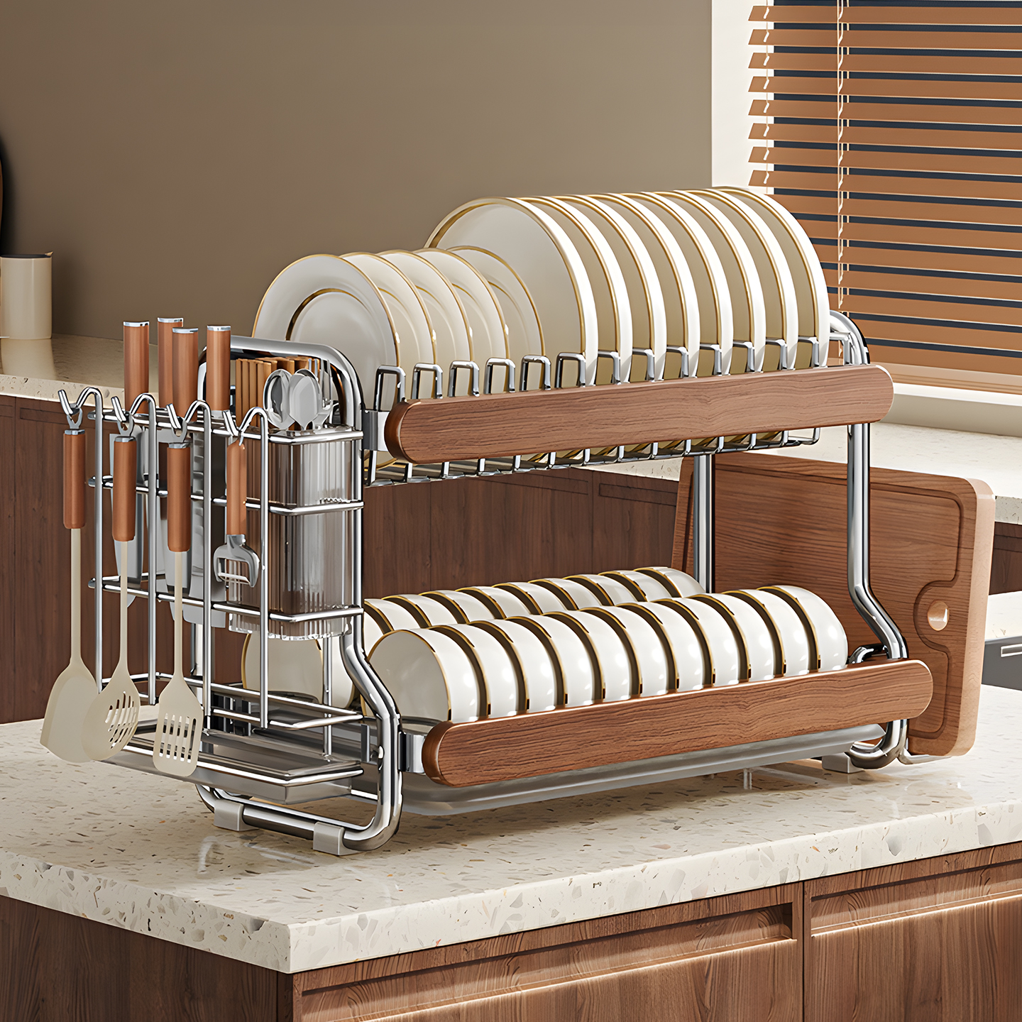 新款厨房多功能碗碟沥水置物架