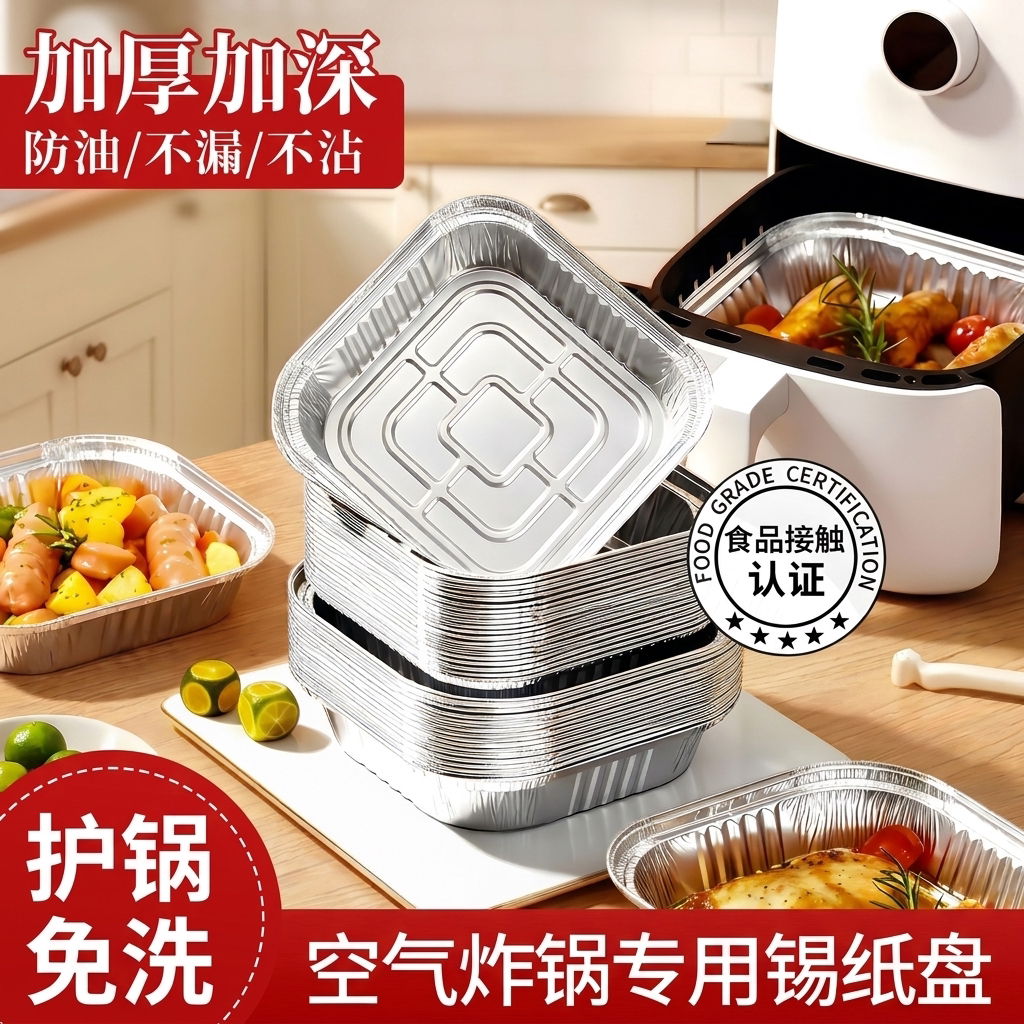 方形空气炸锅专用食品级防油锡纸图片