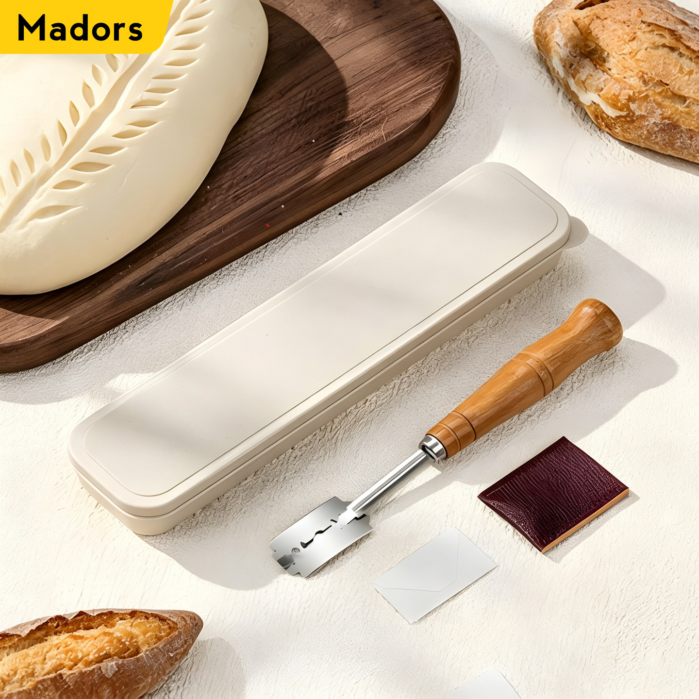 Madors304不锈钢面包割刀厨房安全面包刀家用烘焙模具面包切割器