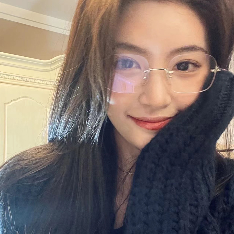 无边框jennie同款素颜神器眼镜