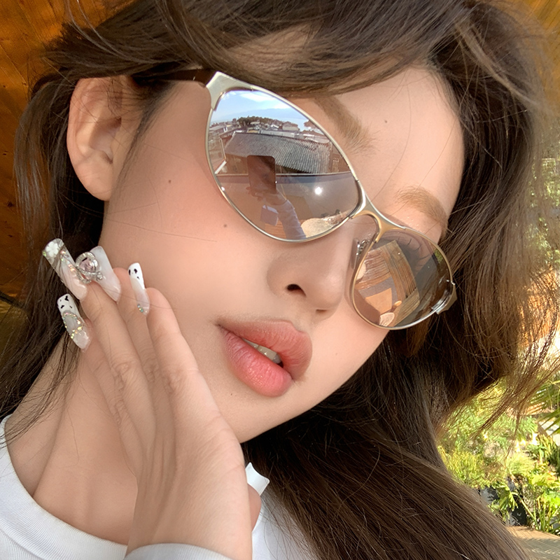 猫眼墨镜女辣妹Y2K弧形网红款