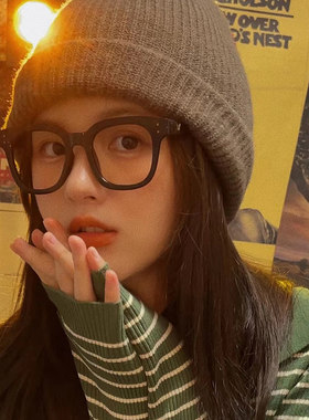 网红方形黑框素颜眼镜女