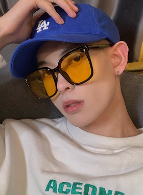 复古透明黄色眼镜男太阳镜韩版潮网红款夜视防紫外线墨镜ins个性