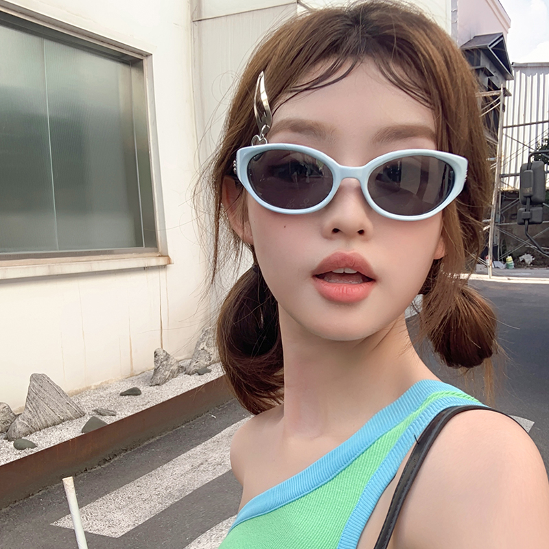 欧美椭圆猫眼Y2K骑行太阳眼镜女