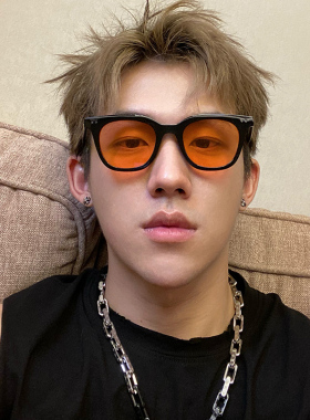 复古潮流眼镜男士红款蓝色透明