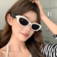 网红猫眼太阳眼镜女韩版 时尚 遮阳白框小脸潮酷凹造型嘻哈拍照墨镜