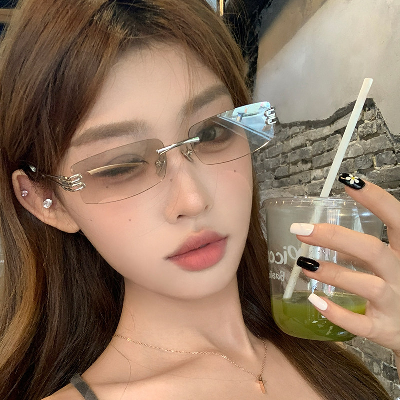 2025新款方形无框水银太阳眼镜女纯欲网红个性嘻哈百搭墨镜GM同款