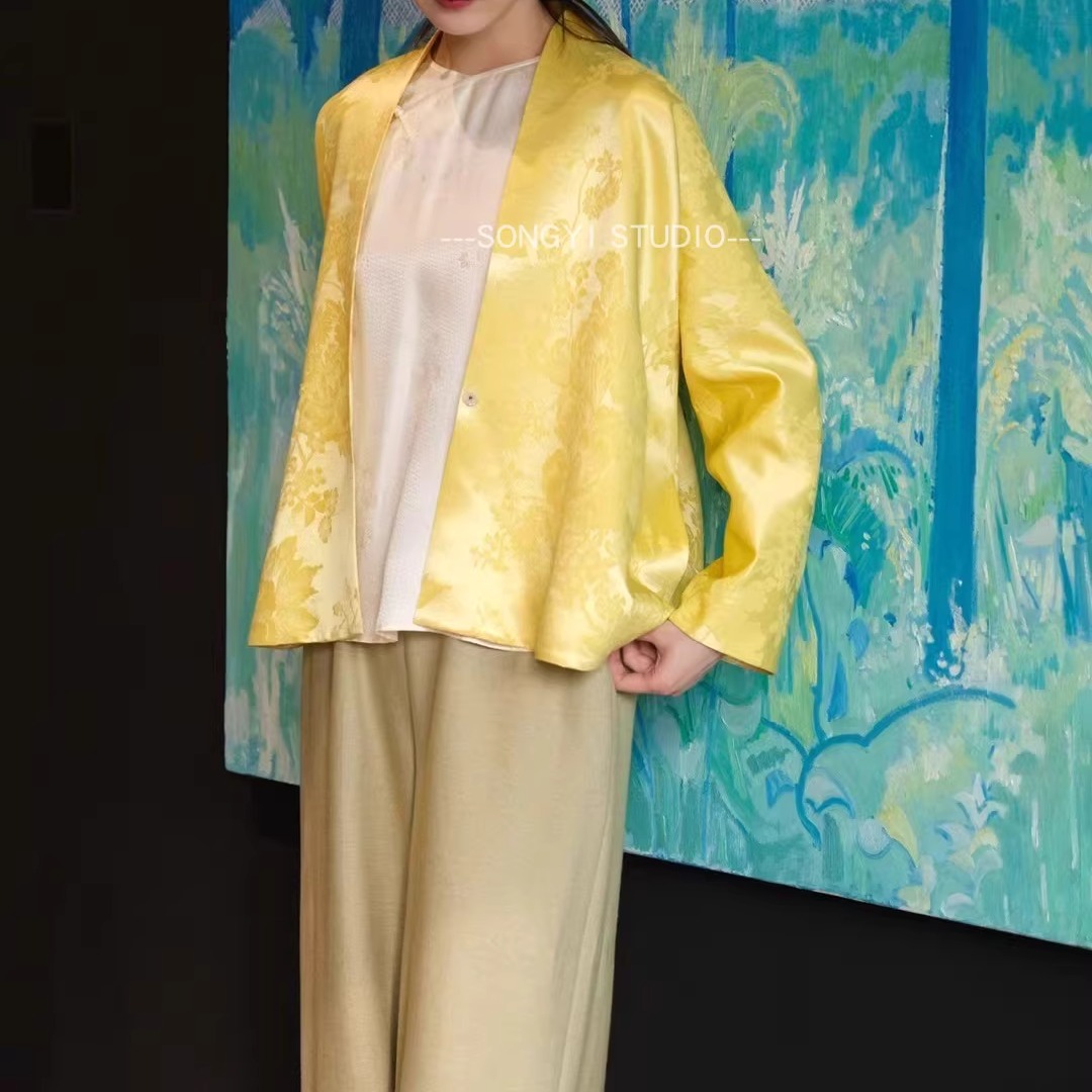 新中式丝毛叉领春开襟