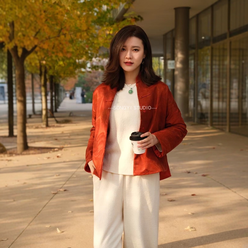 新中式桑蚕丝香云纱铺棉对襟