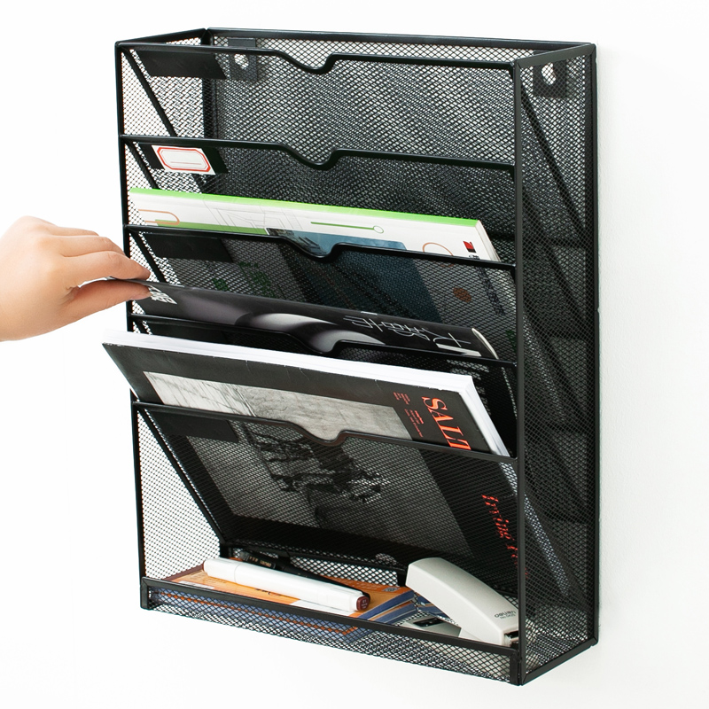 金属网格挂墙式收纳架办公