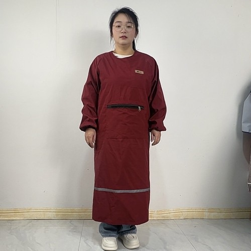 塔丝隆加肥加长过膝围裙长袖罩衣防污耐脏防溅水防油污定制logo