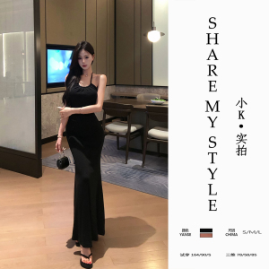 【XXIAOK】挂脖U领无袖吊带连衣裙女辣妹风收腰显瘦长裙性感气质