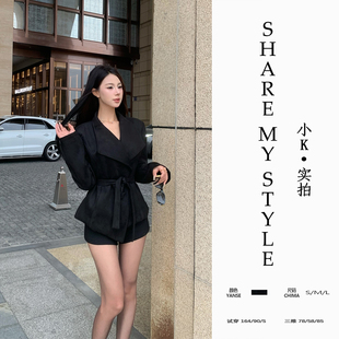 【XXIAOK】高级感大翻领风衣外套女秋冬季气质收腰绑带中长款上衣