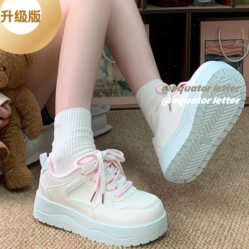 赤道情书厚底板鞋女2026春季新款百搭运动休闲鞋增高学生小白鞋子