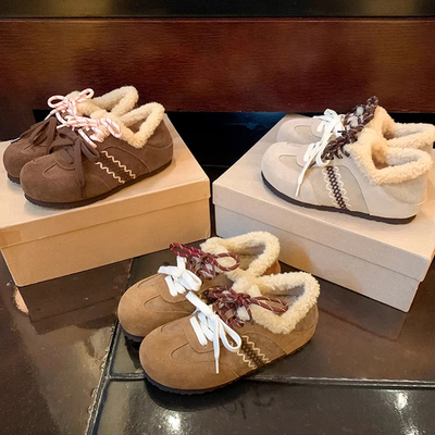 复古内增高毛毛鞋德训鞋