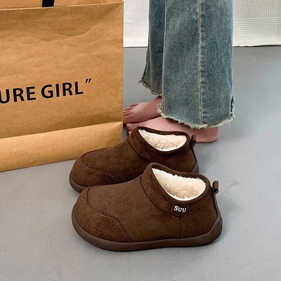 小土豆加绒勃肯鞋女2025年冬季新款厚底复古一脚蹬雪地靴保暖棉鞋