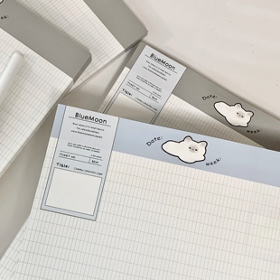 pupuhome长方格【一滩猫饼】蓝色B5拍纸本厚双面学习纸便签本120g