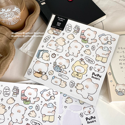 【BlueMoonXRobobo】原创合作款 圆兔与pupu 贴纸手帐素材咕卡