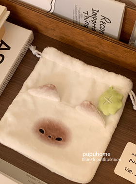 原创正版馒头猫pupu束口袋学生手帐可爱收纳袋相机包杂物袋小猫