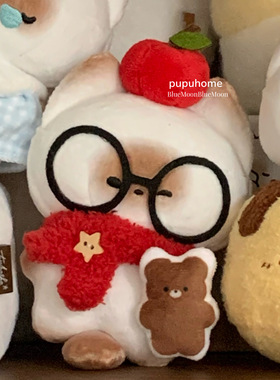 馒头猫pupu圣诞挂件棉花娃娃可爱小猫玩偶公仔生日新年礼物送女生